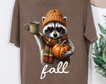 Comfort Colors® Funny Halloween Raccoon Shirt, Fall Raccoon Shirt, Fall Shirt, Trendy Fall Sweatshirt, Halloween Long Sleeve Shirt