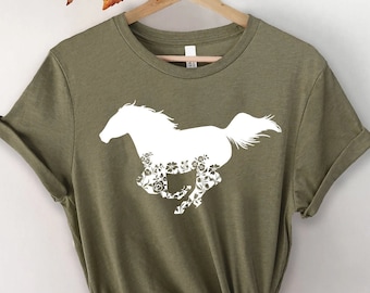 Floral Horse Shirt, Horse Lover Shirt, Floral Shirt, Gift For Her, Country Shirt, Gift For Horse Lovers, Equestrian Shirt,Animal Lover Shirt