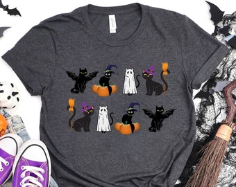 Halloween Shirt, Cat Shirt, Ghost Cat Shirt, Halloween T-shirt, Halloween Cat Shirt, Cat Lover Shirt, Black Cat Shirt,Spooky Season, Cat Tee