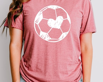 Cute Soccer Shirt, Soccer Mom Shirt, Gifts for Mom, Soccer Ball Heart Shirt, Soccer Team Shirt, Game Day Shirt, Game Day Soccer Ball Shirt