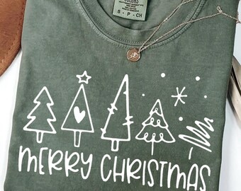 Comfort Colors® Christmas Trees Shirt, Christmas Shirts for Women, Christmas Tee, Merry Christmas, Shirts For Christmas,Cute Christmas Shirt