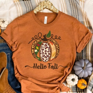 Hello Fall Shirt, Leopard Pumpkin Shirt, Cheetah Pumpkin Shirt, Thanksgiving Shirt, Thankful Shirt, Hello Pumpkin, Family Matching Shirt