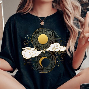 Sun and Moon Shirt, Aesthetic Shirt, Yoga Shirt, Pagan Clothing, Aesthetic Clothing, Celestial Clothing,Moon Shirt,Sun Shirt,Celestial Shirt