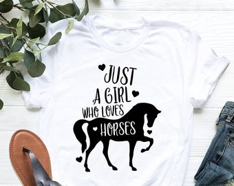 Just A Girl Who Loves Horse Shirt, Horse Girl Shirt, Horse Lover Shirt, Horse Riding Shirt, Christmas Gifts, Mothers Day Gifts, Farmer Shirt