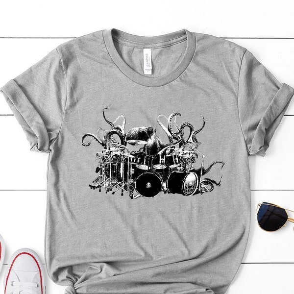 Octopus Playing Drums Men T-Shirt Gift, Drummer Shirt Octopus Gift Drumming Shirt, Drummer Tee Drum Shirts, Music Gifts Mens Tshirt