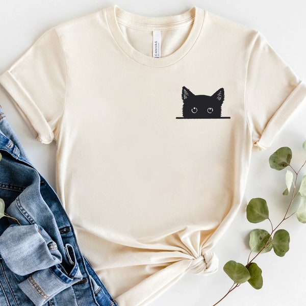 Black Cat Shirt, Cat Lover TShirt, Cat Lover Gift, Cat Hiding Tee, Gift For Cat Lover, Kitten Shirt, Cat mom gift, Cat owner Gift