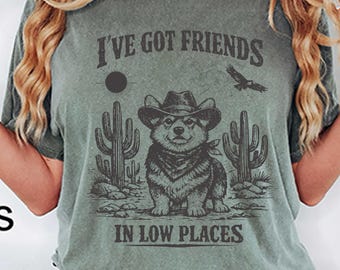 Comfort Colors® Cowboy Corgi Shirt, Country Music Dog Mom Tee, Friends In Low Places Top, Retro Western Corgi Owner Gift, Funny Dog Graphic