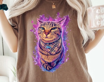 Comfort Colors® Custom Space Watercolor, PET PORTRAIT SHIRT, Customized Cat or Dog Photo & Text Personalized Cat T-shirt, Custom Pet T-shirt