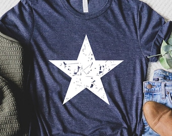 Distressed Star Shirt, White Star Shirt, Star Shirt, Star Tee Shirt, Big Star T Shirt, Star Shirt Women, Men's Star T-Shirt, 4th Of July Tee