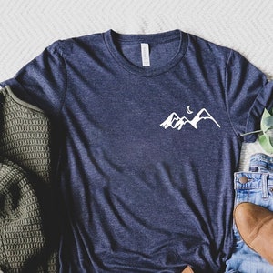 Mountains Tee T-Shirt, Hiking Shirt, Hiking Buddy Shirt, Camping Shirt, Nature Lover Shirt, Mountains Calling, Pocket Mountain T-shirt