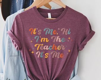 Trendy Shirts for Teacher, It's Me Hi, I'm the Teacher It's Me, Cute Shirt for Teacher,Music Lover Birthday Gift,Teacher Gifts,Retro Teacher