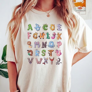 Alphabet Shirt, ABC Shirt, Animals Alphabet T-Shirt, Kingergarten Teacher Shirt, Alphabet Shirt for Teachers, Tescher Shirt, Kids Shirt