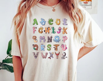 Alphabet Shirt, ABC Shirt, Animals Alphabet T-Shirt, Kingergarten Teacher Shirt, Alphabet Shirt for Teachers, Tescher Shirt, Kids Shirt