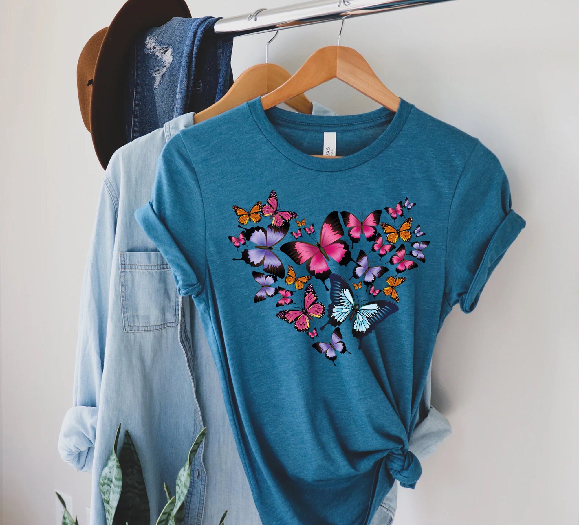 Vintage Butterflies T Shirt, for a Aesthetic, Distressed or