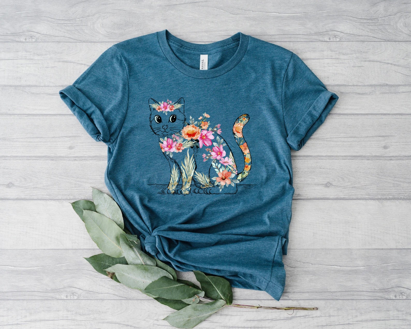 Cat Mom Shirt Floral Cat Shirt Purr Shirt Cat Mom Floral Cat Tee Cat ...