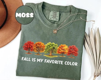 Comfort Colors® Fall Leaves Shirt, Fall Tree Shirt, Autumn Leaf T-Shirt, Womens Fall Shirt, Thanksgiving Gift, Autumn Tree Line Shirt, Fall