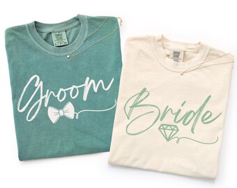 Comfort Colors® Bride and Groom Shirts, Custom Honeymoon Shirts, The Bride The Groom Est. Shirts, Mr and Mrs Husband and Wife Tees