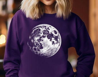 Moon Sweatshirt for Women, Celestial Full Moon T-Shirt, Boho Vintage Moon Shirt , Unique Moon Graphic Tee, Galaxy Outer Space T-shirt, Moon