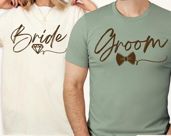 Bride and Groom Shirts, Custom Honeymoon Shirts, Gift for Bride and Groom, The Bride The Groom Est. Shirts, Mr and Mrs Husband and Wife Tees