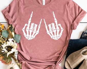 Skeleton Hand T-Shirt, Skeleton Shirt, Horror Gift, Skeleton Rock Tee, Rock and Roll Shirt, Halloween Shirt, Rock On Halloween, Skull Shirt