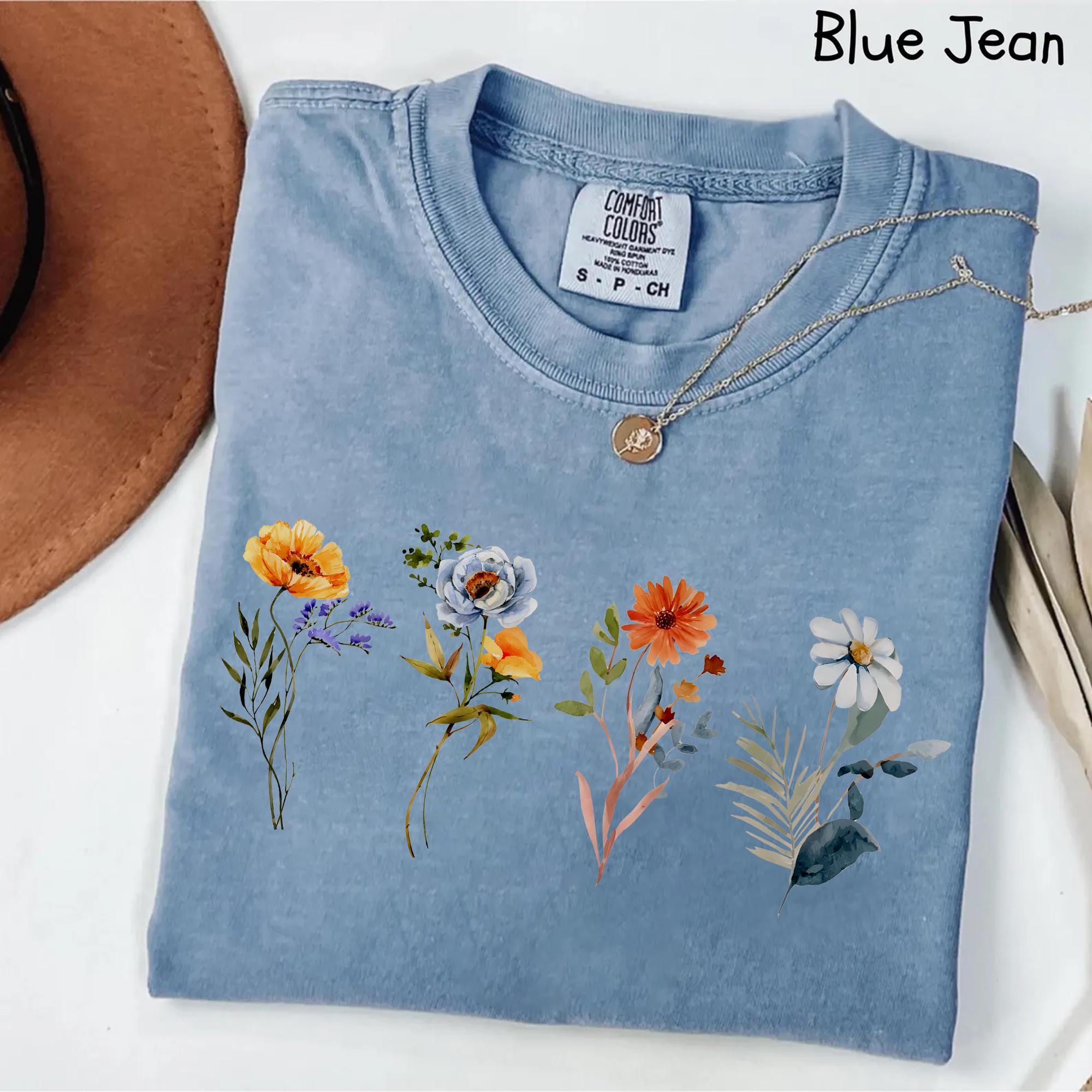 Comfort Colors® Wildflower Shirt, Floral Cottagecore Shirt, Botanical ...