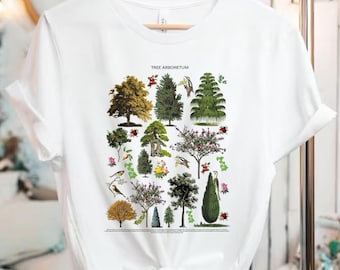 Tree Arboretum Shirt, Blooming Trees Botanical Shirt, Tree Nature Plants Lover Gift, Aesthetic illustration Tshirt, Cottagecore Fashion