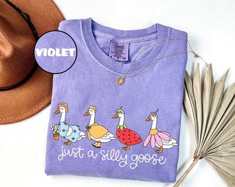Comfort Colors® Silly Goose On The Loose Shirt, Goose T-Shirt, Silly Goose Shirts, Funny Graphic Shirt, Cute Goose Shirt, Easter Shirt,Goose
