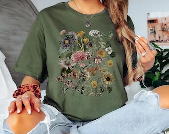 Boho Wildflowers Cottagecore Shirt, Whimsigoth, Plant Shirt, Floral Shirt, Gift For Women, Flower Shirt Aesthetic, Plant Lover Shirt,Flowers