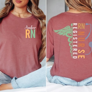 Custom Name Registered Nurse Shirt, Personalized RN Tee, Nurse Graduation Gift, Nursing Student Apparel, Healthcare Worker Customized Gift