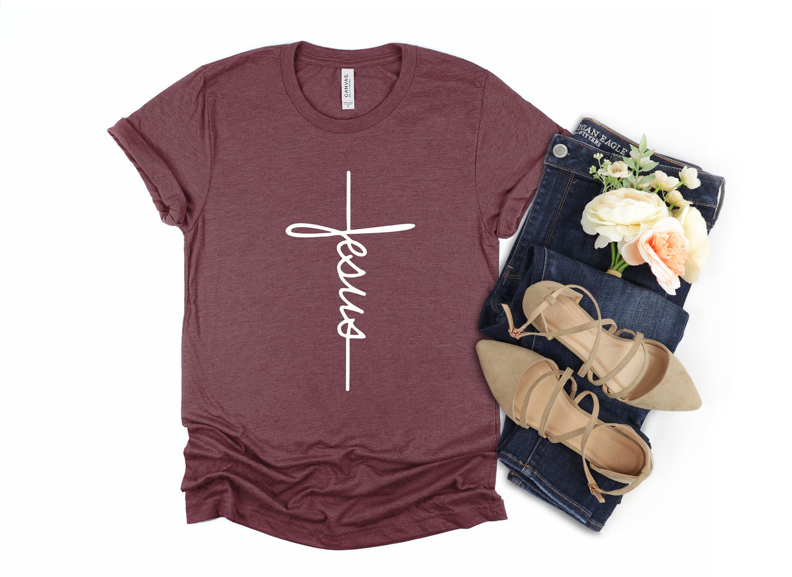 Jesus Shirt, Vertical Jesus Cross Shirt, Christian Shirts for Women ...