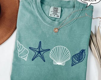 Comfort Colors® SeaShell Shirt, Beach T-Shirt, Summer Woman Shirt, Aesthetic Shirt, Ocean Lover Gift, SeaShell T-Shirt, Aesthetic Ocean Tee