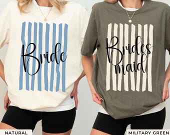 Striped Bachelorette Party Shirts, Custom Bridesmaid Group Tees, Matching Maid of Honor Outfit, Coastal Bridal Party Gifts, Team Bride Tops