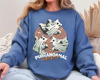 Funny Halloween Cat Sweatshirt, Purranormal Cativity, Black Cat Shirt, Cat Murder Halloween Shirt, Funny Halloween T-Shirt, Black Cats Shirt