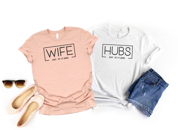 Wife Hubs Shirts, Custom Husband and Wife Shirts, Honeymoon Shirts, Mr and Mrs Shirt, Newlywed Shirts, Bride Groom Shirts, Wedding Shirt