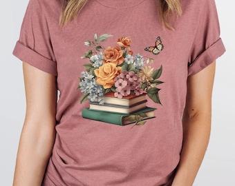 Reading Shirt, Flower Book Shirt, Book With Flowers, Floral Book Lover Gift, Reading Shirt, Bookworm Shirt, Bookish Shirt, Book Nerd Shirt