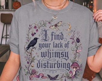 Comfort Colors® Lack of Whimsy Crow Fall Shirt, Witchy Apparel, Autumn Shirt, Fall T-shirt, Halloween Shirt, Mystical Shirt, Celestial Moth