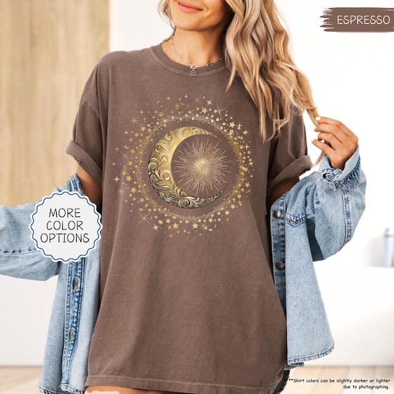 Comfort Colors® Mystic Moon Phase Shirt, Lunar Crescent Graphic Tee, Spiritual Astrology Top for Women, Celestial Shirt, Mystical Shirt