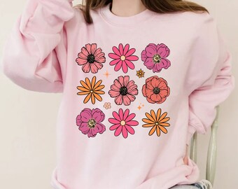 Boho Wildflowers Shirt For Women, Retro Floral T-Shirt, Vintage Groovy Flower Shirt, Nature Aesthetic T-Shirt, Daisy Flower Tee, Floral Gift