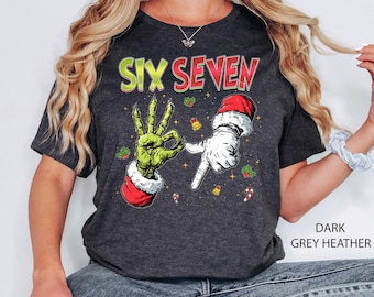 Six Seven Christmas Shirt, Viral 6 7 Meme Tee, Funny Xmas Graphic Tshirt, Social Media Humor Holiday Shirt, Funny Santa Says Six Seven Shirt