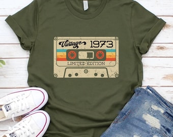 Vintage 1973 Limited Edition Cassette Shirt, 52nd Birthday Shirt,Vintage 1973 Shirt, Vintage 52nd Birthday Tshirt,Vintage Birthday Party Tee