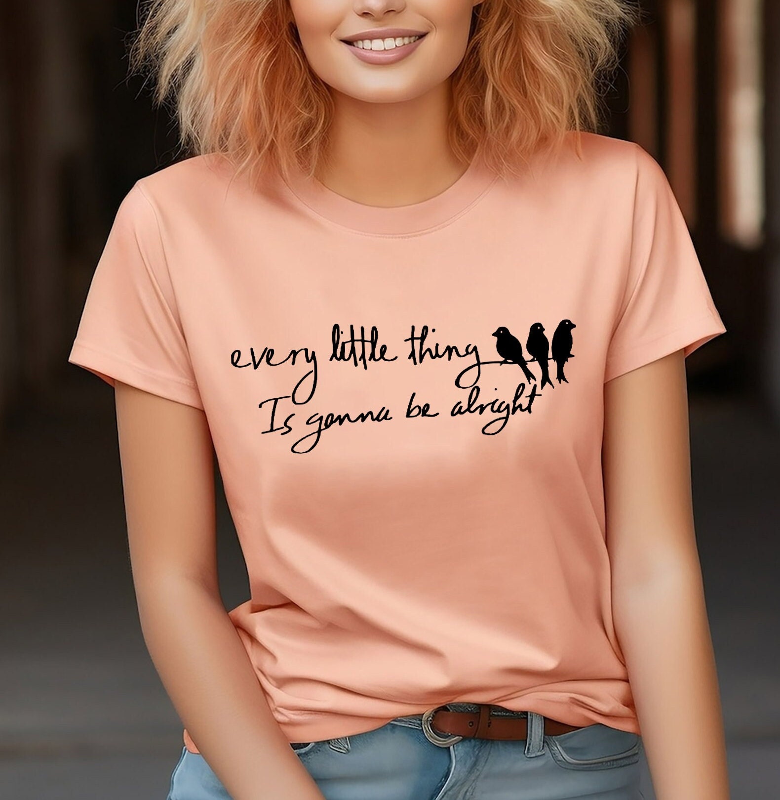 Three Little Bird Shirt, Peace Shirt, Reggae TShirt, Song Lyrics Tee, Every Little Thing Gonna Be Alright, Reggae Tee, Little Birds
