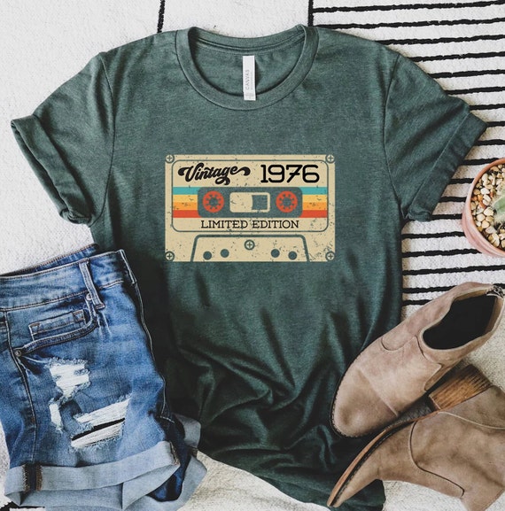 Vintage 1976 Limited Edition Cassette Shirt, 49th Birthday Shirt