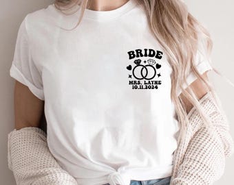 Custom Bride Shirt Mrs. Name Tshirt Personalized Bride to Be Gift Future Wife T-Shirt Custom Last Name Honeymoon Tee Bridal Engagement Gift