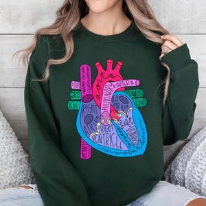 Heart Anatomy Sweatshirt, Cardiac Nursing Gift, Nursing School Shirt, Medical School Student Shirt, Cardiologist Anatomical Heart Shirt