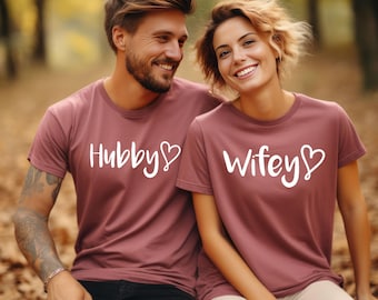 Wifey and Hubby Shirt, Honeymoon Shirt, Engagement Shirt, Wedding Shirts, Hubby Wifey, Wedding Gift, Couples Shirt, Wife And Hubs Shirts
