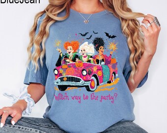 Comfort Colors® Witch Way to the Party Halloween T-shirt, Hocus Pocus Shirt, Halloween Shirt, Vintage Halloween, Spooky Girl Squad Halloween