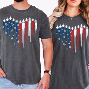 Comfort Colors® Red White Blue Air Force Flyover Men&#39;s T-shirt, Air Force Shirt, Airplane Show Shirt, Independence Day Shirt,4th Of July Tee