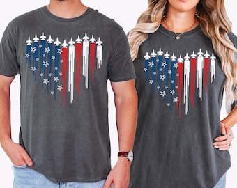 Comfort Colors® Red White Blue Air Force Flyover Men's T-shirt, Air Force Shirt, Airplane Show Shirt, Independence Day Shirt,4th Of July Tee