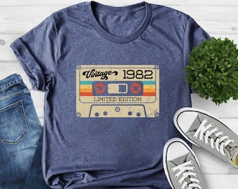 Vintage 1982 Limited Edition Cassette Shirt, 43rd Birthday Shirt, Vintage 1982 Shirt,Vintage 43rd Birthday Tshirt,Vintage Birthday Party Tee