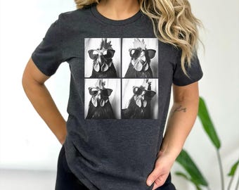 Photobooth Chicken Shirt, Funny Rooster Shirt, Funny Chicken Shirt, Chicken With Sunglasses, Farm Animal, Women Chicken Tees, Chicken Lover